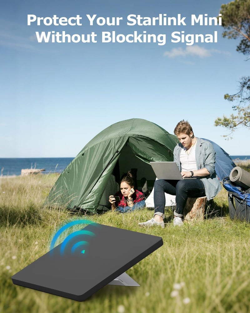 Gunovy Starlink Mini Protective Cover Case for Starlink Mini Accessories Dish Antenna Liquid Silicone Protector Waterproof for Outdoor Travel Camping Portable All-Round Protection Black - Image 5